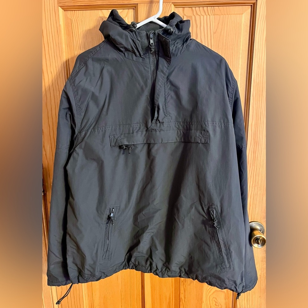 Brandit Mens M Fleece Lined Windbreaker Anorak Quarter Zip Pullover Jacket Grey